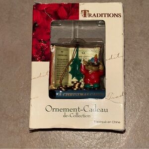 Traditions Vintage New In Box Mouse Reading A Christmas Carol Book Collectible